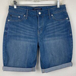 Calvin Klein Jean Shorts Women's Sz 6 Bermuda Mid Rise Cuffed Stretch Denim Blue
